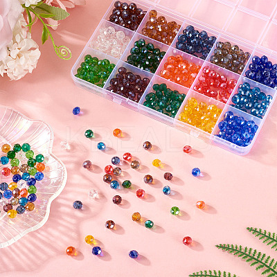 450Pcs 15 Colors Electroplate Glass Beads EGLA-TA0001-93-1