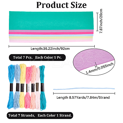 7Pcs 7 Colors Non-woven Felt Fabric DIY-CP0012-69E-1