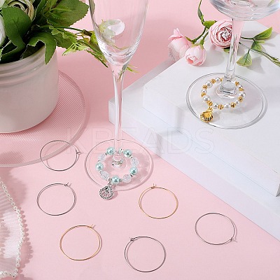 120Pcs 2 Style 316 Surgical Stainless Steel Wine Glass Charms Rings STAS-SC0007-23-1