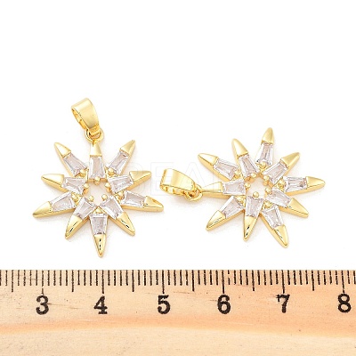 Rack Plating Brass Micro Pave Clear Cubic Zirconia Pendants KK-C063-04G-1
