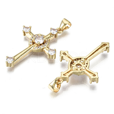 Brass Micro Pave Clear Cubic Zirconia Pendants ZIRC-S067-074-NF-1