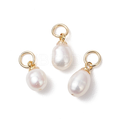 Natural Cultured Freshwater Pearl Rice Charms PALLOY-JF04820-1