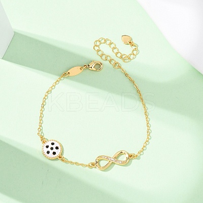 Sports Brass Micro Pave Cubic Zirconia Infinity Link Bracelets LS-BJEW-D386-01E-G-1