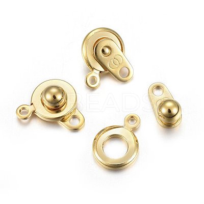 201 Stainless Steel Snap Clasps STAS-C042-02G-1
