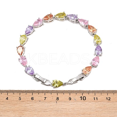 Platinum Tone Brass Micro Pave Cubic Zirconia Tennis Bracelets BJEW-B160-07P-1