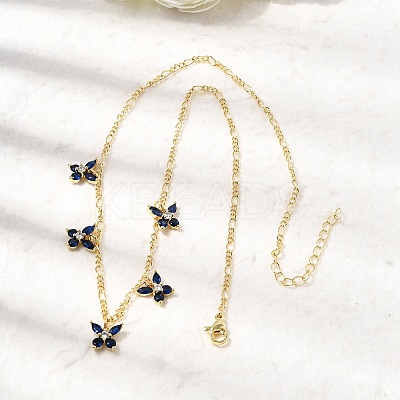 Brass Micro Pave Cubic Zirconia Butterfly Pendant Necklaces NJEW-B157-23G-1