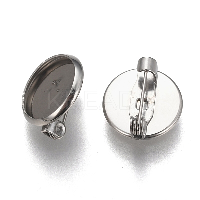 Tarnish Resistant 304 Stainless Steel Brooch Base Settings STAS-F191-04P-12mm-1