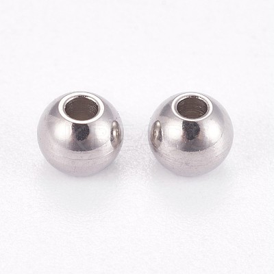 Tarnish Resistant 304 Stainless Steel Smooth Round Spacer Beads STAS-M006-01B-1