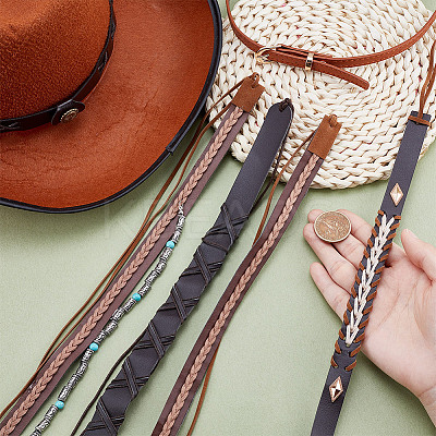 6Pcs 6 Styles Imitation Leather & Alloy Cowboy Hat Bands DIY-HY0003-06-1