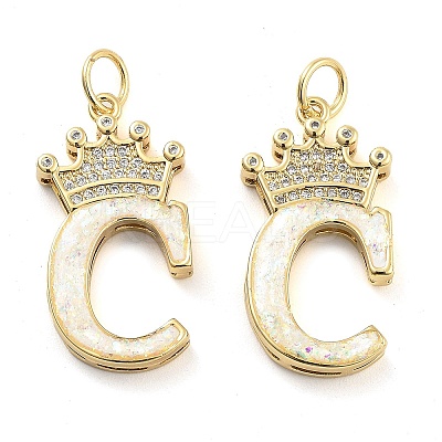 Brass Micro Pave Clear Cubic Zirconia Pendants KK-G498-01C-02-1