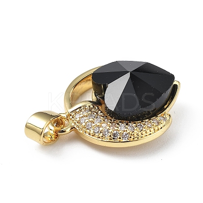 Real 18K Gold Plated Rack Plating Brass Micro Pave Clear Cubic Zirconia Pendants KK-C015-20G-09-1