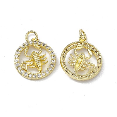 Real 18K Gold Plated Brass Micro Pave Clear Cubic Zirconia Pendants KK-E068-VB409-8-1