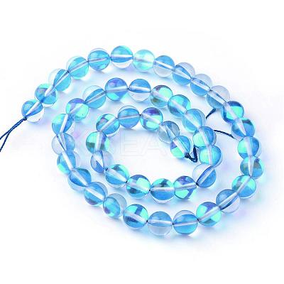 Synthetic Moonstone Beads Strands G-R375-6mm-B11-1