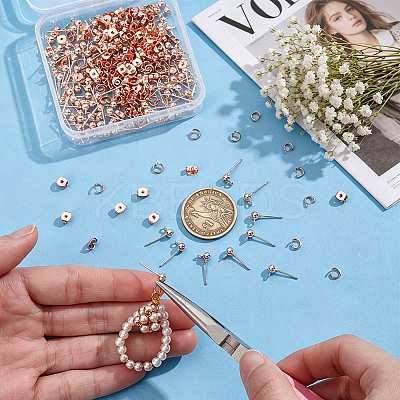 100Pcs Iron Ball Stud Earring Findings KK-UN0001-34-1