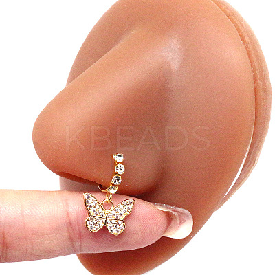 316L Surgical Stainless Steel Cubic Zirconia Dangle Hoop Nose Ring with Charms WG2DADE-29-1