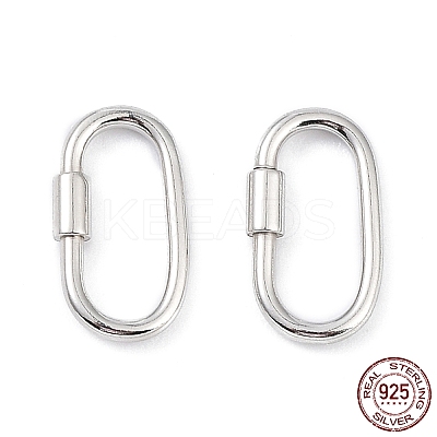 Anti-Tarnish Rhodium Plated 925 Sterling Silver Locking Carabiner Clasps STER-K173-20P-01-1