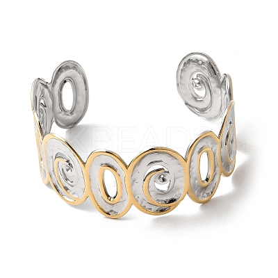 Hammered 304 Stainless Steel Cuff Bangles for Women LS-BJEW-P371-01A-1
