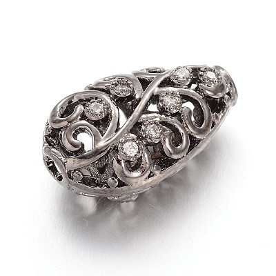 Brass Micro Pave Cubic Zirconia Beads ZIRC-K031-02B-1