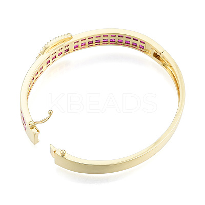 Cubic Zirconia Belt Buckle Hinged Bangle BJEW-N014-012-1