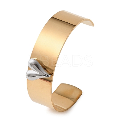 Two Tone 304 Stainless Steel Cuff Bangles BJEW-D465-05A-GP-1