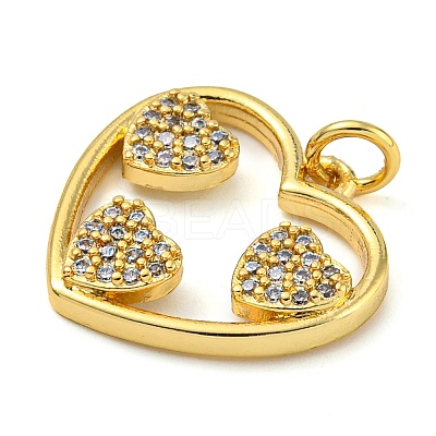 Rack Plating Brass Micro Pave Clear Cubic Zirconia Pendants KK-Z063-10G-02-1