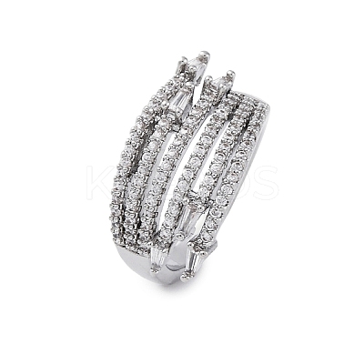 Brass Micro Pave Clear Cubic Zirconia Finger Rings RJEW-S398-01P-1