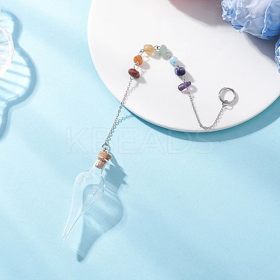 Teardrop Glass Cork Bottle Pointed Dowsing Pendulums HJEW-JM04492-1