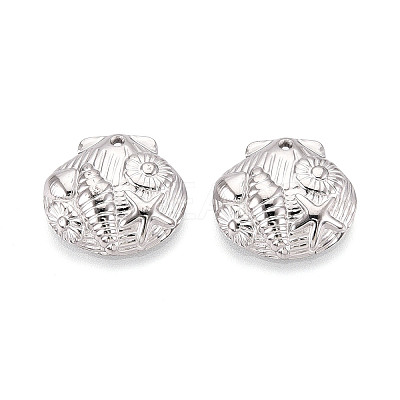 304 Stainless Steel Shell Shape with Starfish & Conch Pendants STAS-T069-46P-1