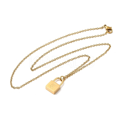 304 Stainless Steel Rolo Chain Pendant Necklaces NJEW-S444-01G-20-1