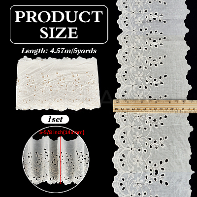 5 Yards Cotton Embroidery Flower Wavy Edged Lace Ribbons OCOR-FG0002-85B-1