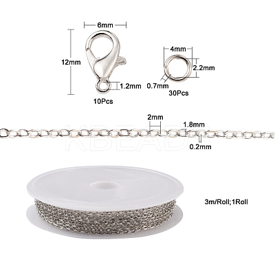 DIY 3m Brass Cable Chain Jewelry Making Kit DIY-YW0005-75P-1