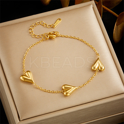 Heart Stainless Steel Link Bracelets WGCB0A8-03-1