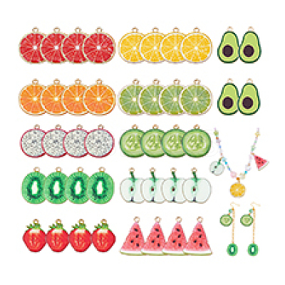 44Pcs 11 Styles Alloy Enamel Pendants ENAM-PH0002-95-1