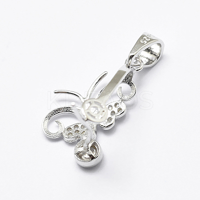 Anti-Tarnish Rhodium Plated 925 Sterling Silver Micro Pave Cubic Zirconia Pendant Bails STER-P034-56P-1