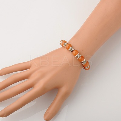 Natural Gemstone Round Bead Stretch Bracelets BJEW-JB01506-1