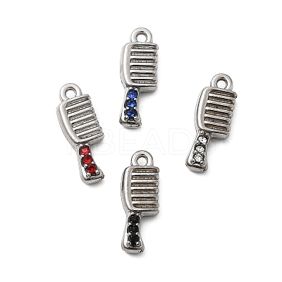 304 Stainless Steel Micro Pave Rhinestone Pendants STAS-G369-01P-1