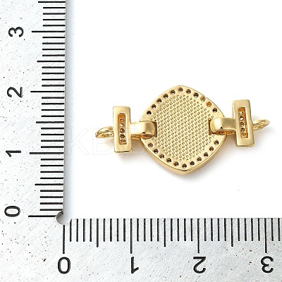 Rack Plating Brass Micro Pave Clear Cubic Zirconia Rhombus Links Connector Charms KK-K385-105G-02-1