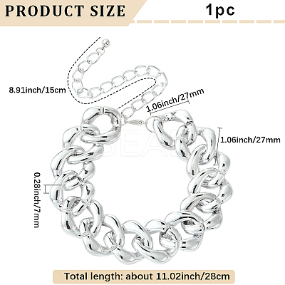 1Pc Aluminum Chunky Cuban Link Chain Choker Necklaces for Women NJEW-SP0001-11P-1