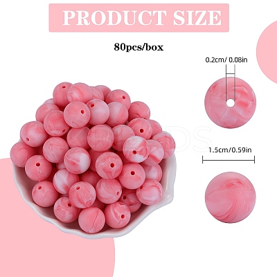 80Pcs Round Silicone Focal Beads SIL-SZ0001-24-28-1