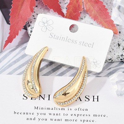 304 Stainless Steel Rhinestone Stud Earrings EJEW-M070-08G-1