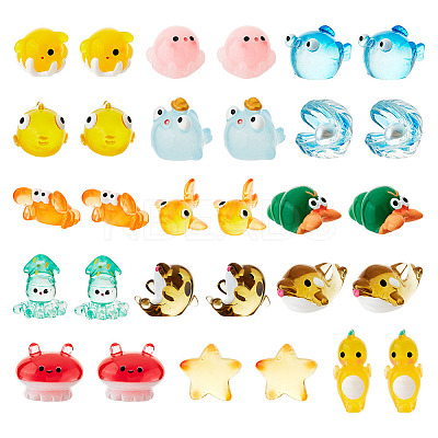 30Pcs 15 Style Resin Display Decoration DJEW-GL0001-01-1