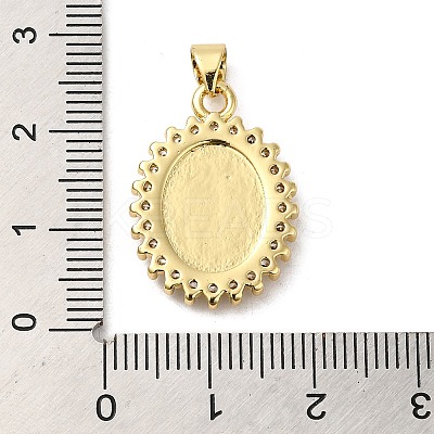 Rack Plating Brass Micro Pave Cubic Zirconia with Shell Pendants KK-P241-44G-02-1