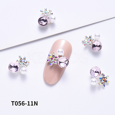 Flat Back Alloy Glass Rhinestone Cabochons MRMJ-T056-11N-1