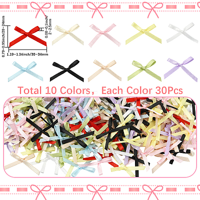 300Pcs 10 Colors Polyester Bowknot Ornament Accessories DIY-SP0004-88-1