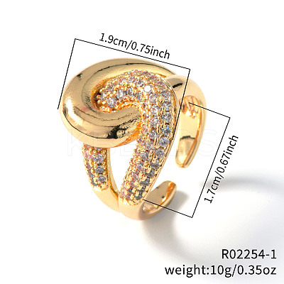Elegant Brass Pave Cubic Zirconia Double Circle Rings RN9488-1-1