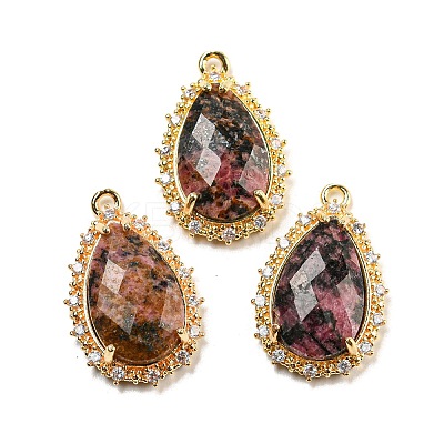 Natural Rhodonite Faceted Pendants G-M431-13G-06-1