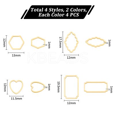 32Pcs 8 Styles 304 Stainless Steel Linking Rings STAS-UN0060-54-1