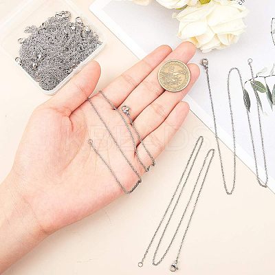 Trendy Unisex 304 Stainless Steel Cable Chain Necklaces STAS-UN0003-39P-1