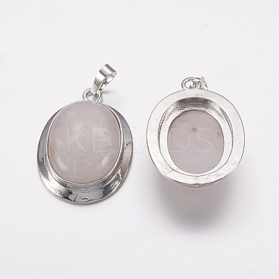 Natural Rose Quartz Pendants G-K252-A11-1