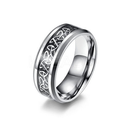 Stainless Steel Triquetra/Trinity Knot Finger Rings for Men Women PW-WG54165-02-1